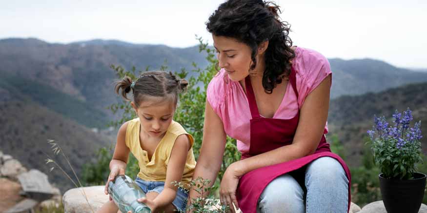 Gardening with young children helps their development